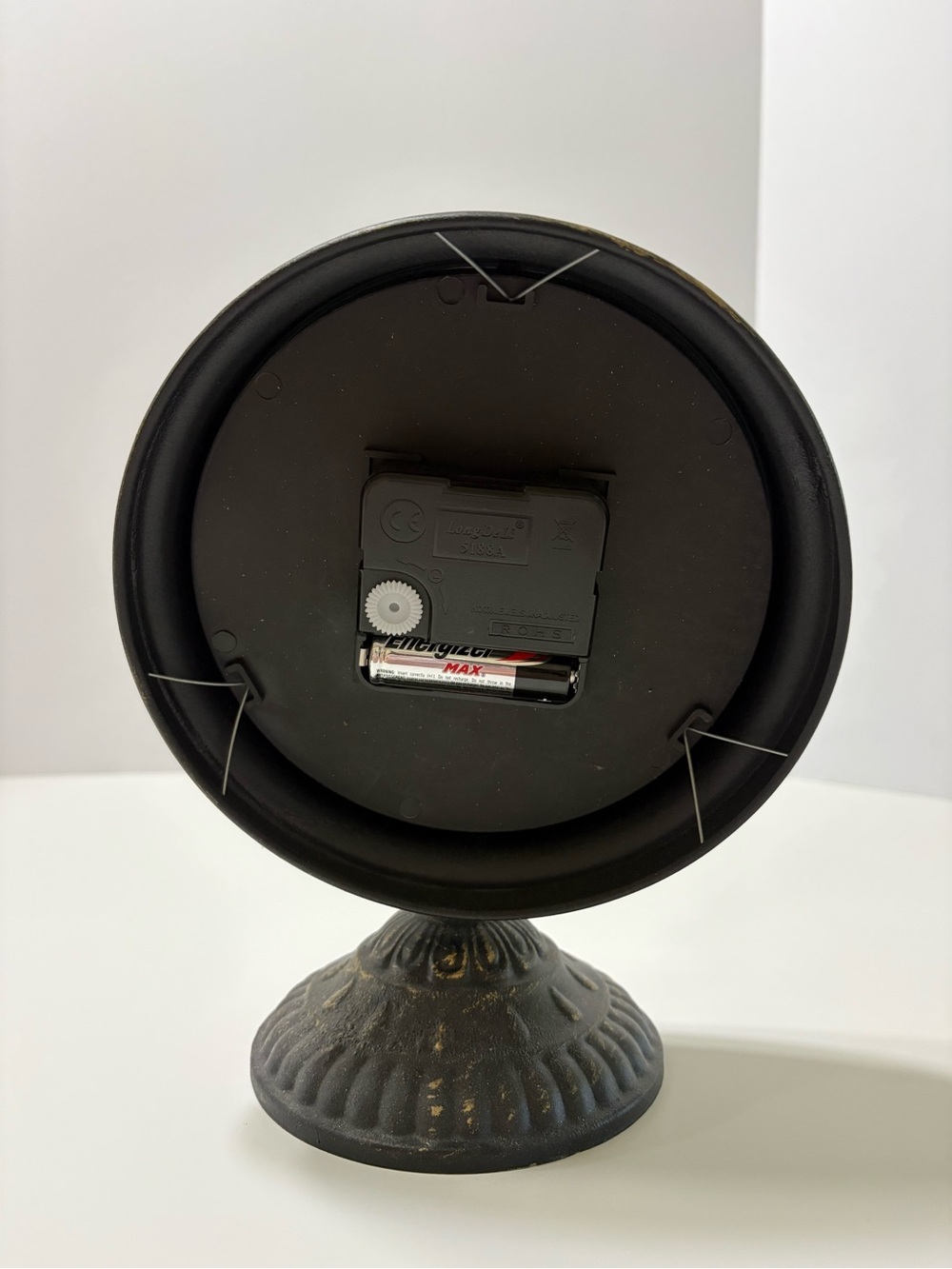 T.J.Maxx Round Bronze Table Clock with antique gold hands and weathered look - Picture 4 of 5